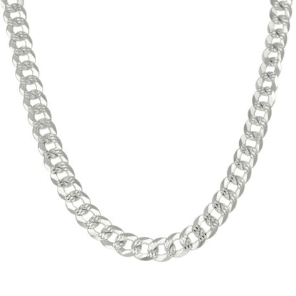925 Silver Solid Pave Super Flat Cuban Chain 8.6mm