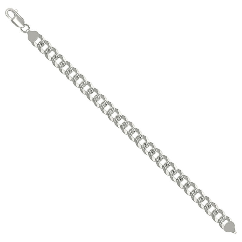 925 Silver Solid Pave Super Flat Cuban Chain 8.6mm