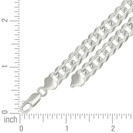 925 Silver Solid Pave Super Flat Cuban Chain 8.6mm