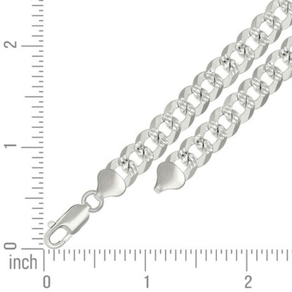 925 Silver Solid Pave Super Flat Cuban Chain 8.6mm