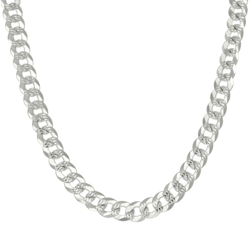 925 Silver Solid Pave Super Flat Cuban Chain 8.6mm