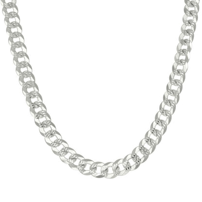 925 Silver Solid Pave Super Flat Cuban Chain 8.6mm