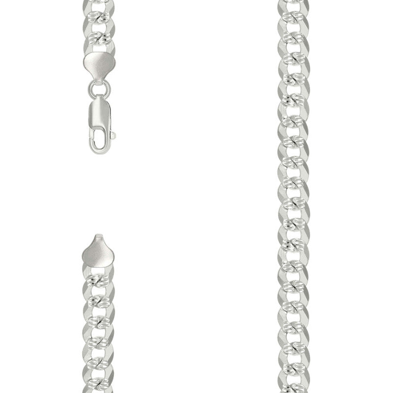 925 Silver Solid Pave Super Flat Cuban Chain 8.6mm