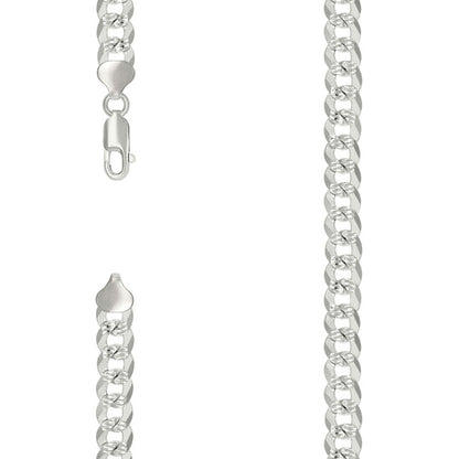 925 Silver Solid Pave Super Flat Cuban Chain 8.6mm
