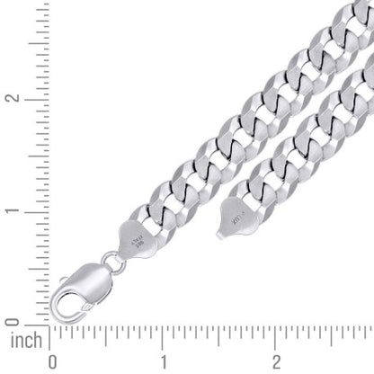 925 Silver Solid Super Flat Cuban Chain 10.8M