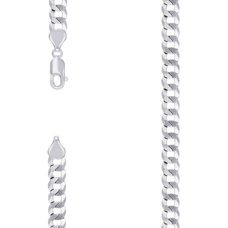 925 Silver Solid Super Flat Cuban Chain 7.2mm