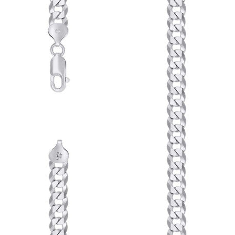 925 Silver Solid Super Flat Cuban Chain 7.8mm