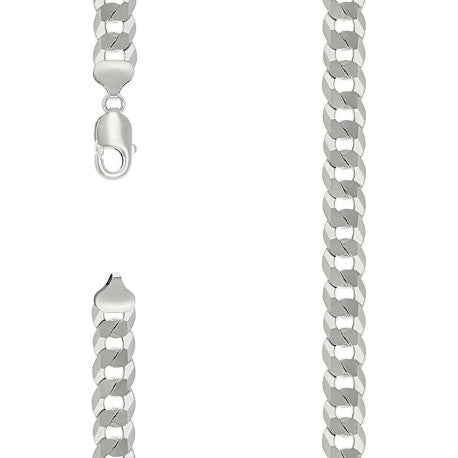 925 Silver Solid Super Flat Cuban Chain 10.8mm