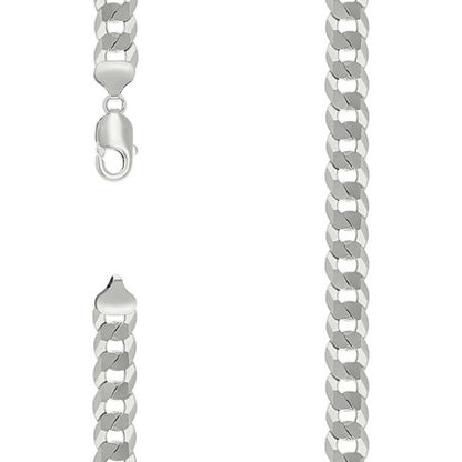 925 Silver Solid Super Flat Cuban Chain 10.8mm