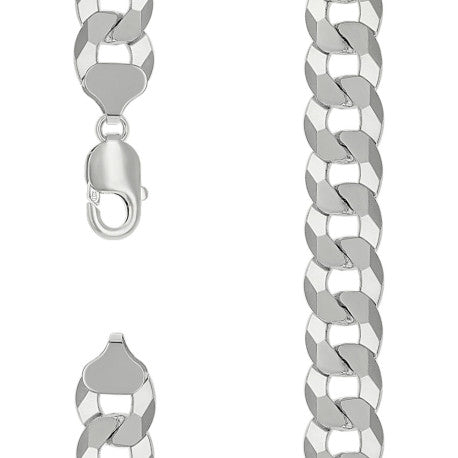 925 Silver Solid Super Flat Cuban Chain 13.7mm