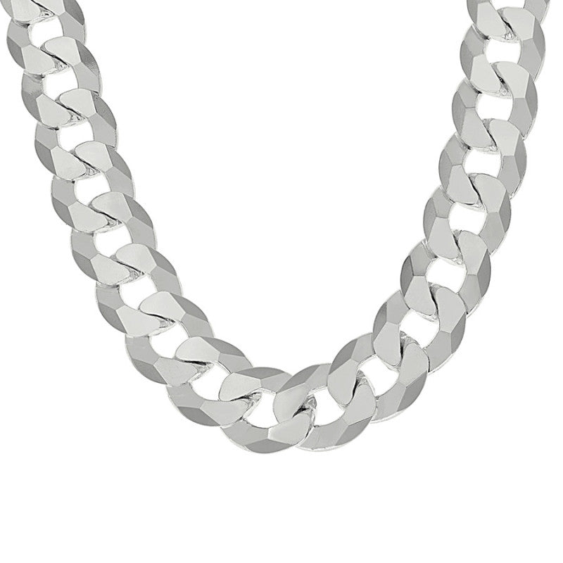 925 Silver Solid Super Flat Cuban Chain 13.7mm