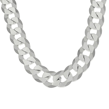 925 Silver Solid Super Flat Cuban Chain 13.7mm