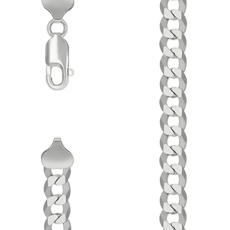 925 Silver Solid Super Flat Cuban Chain 7.8mm