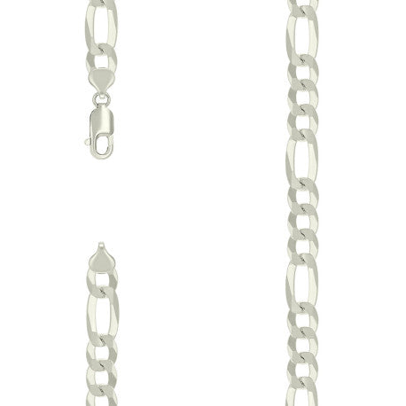925 Silver Super Flat Figaro Chain 10mm