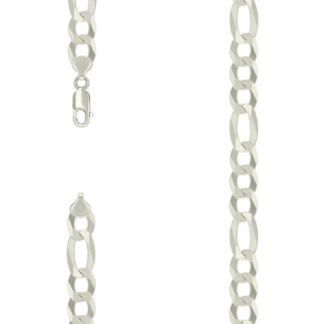 925 Silver Super Flat Figaro Chain 11mm