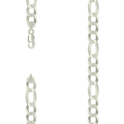 925 Silver Super Flat Figaro Chain 11mm