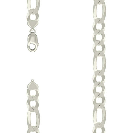 925 Silver Super Flat Figaro Chain 12mm