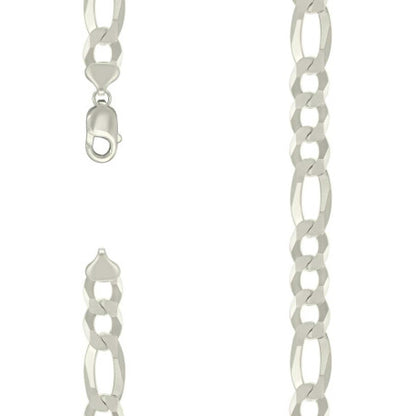 925 Silver Super Flat Figaro Chain 12mm