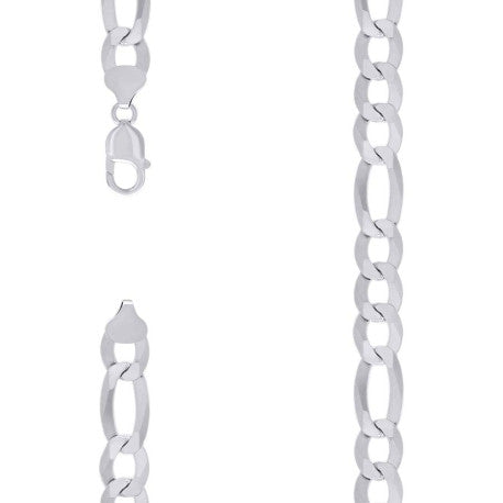 925 Silver Super Flat Figaro Chain 12mm
