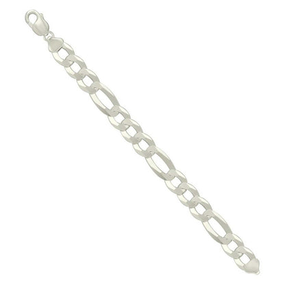 925 Silver Super Flat Figaro Chain 12mm