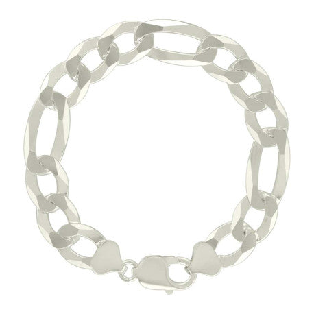 925 Silver Super Flat Figaro Chain 12mm