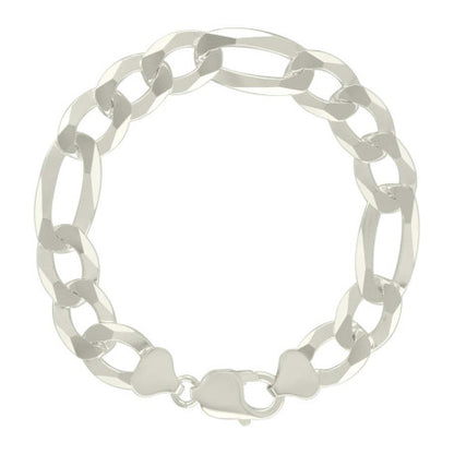 925 Silver Super Flat Figaro Chain 12mm