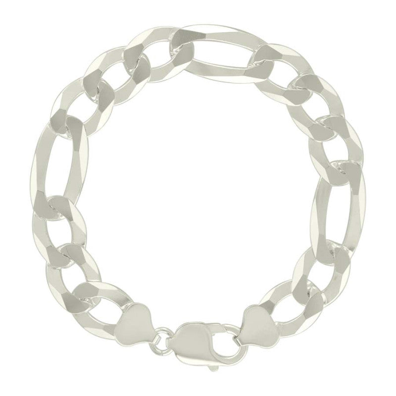 925 Silver Super Flat Figaro Chain 12mm
