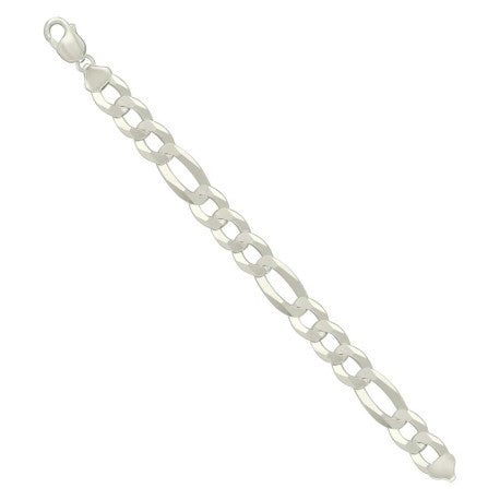 925 Silver Super Flat Figaro Chain 12mm