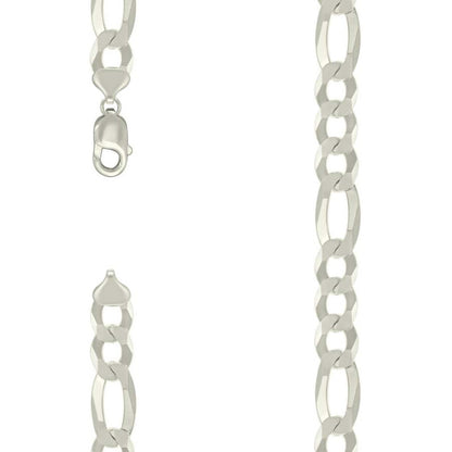 925 Silver Super Flat Figaro Chain 12mm