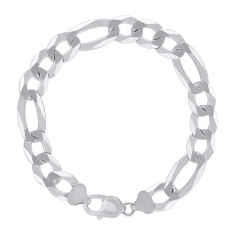 925 Silver Super Flat Figaro Chain 12mm