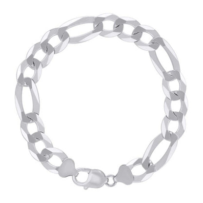 925 Silver Super Flat Figaro Chain 12mm