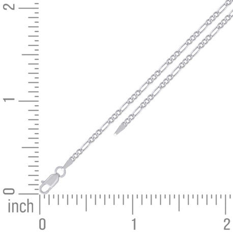 925 Silver Super Flat Figaro Chain 2.3mm