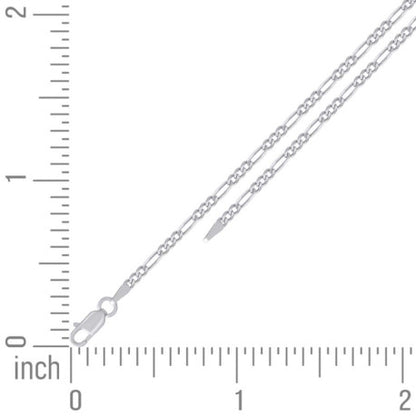 925 Silver Super Flat Figaro Chain 2.3mm