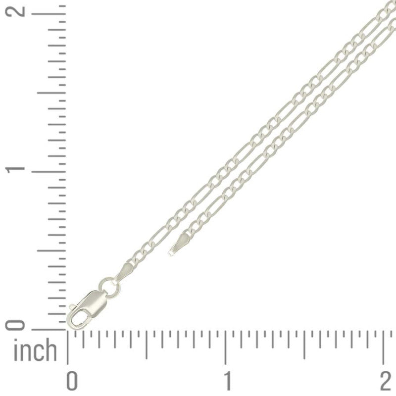925 Silver Super Flat Figaro Chain 2.3mm