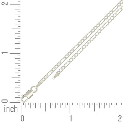 925 Silver Super Flat Figaro Chain 2.3mm