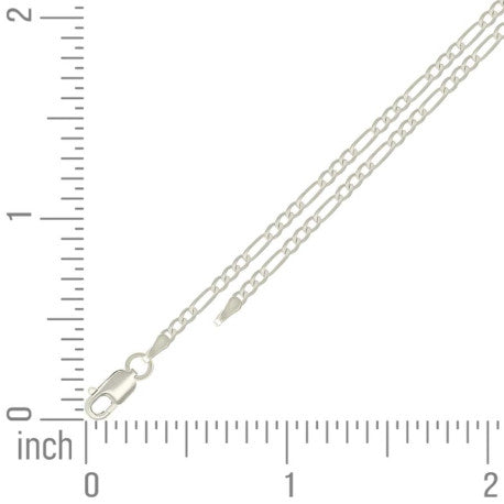 925 Silver Super Flat Figaro Chain 2.3mm