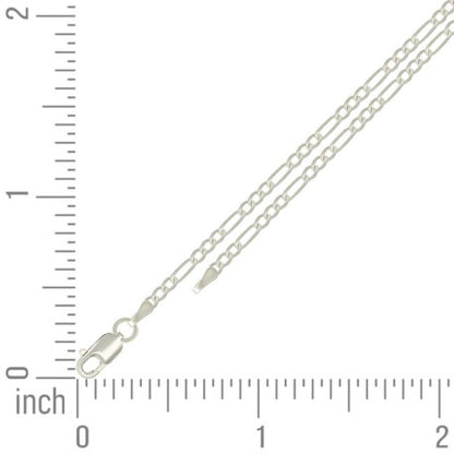 925 Silver Super Flat Figaro Chain 2.3mm