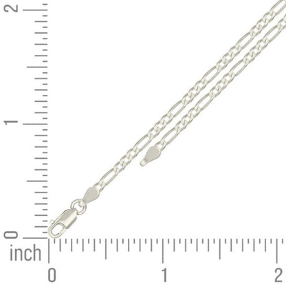 925 Silver Super Flat Figaro Chain 2.9mm