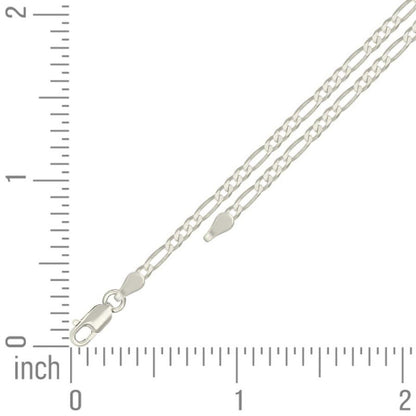 925 Silver Super Flat Figaro Chain 2.9mm