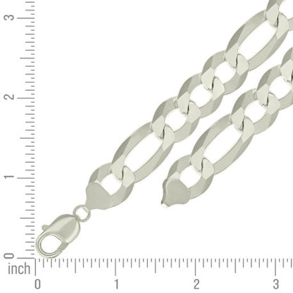 925 Silver Super Flat Figaro Chain 350 13.5mm