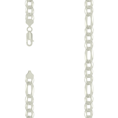 925 Silver Super Flat Figaro Chain 8.9mm