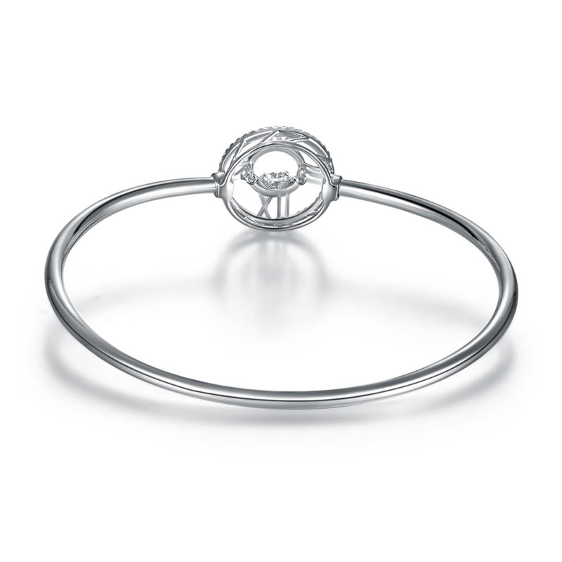 Dancing Stone Cross Bangle Solid 925 Sterling Silver Bridal Wedding XFB8015