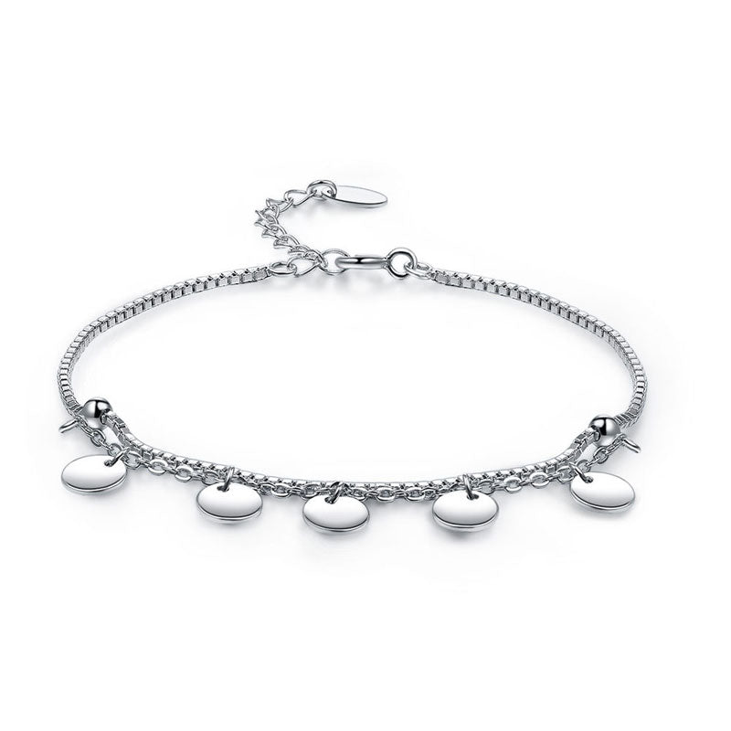 Solid 925 Sterling Silver Bracelet Dangle Circle Fashion Bridesmaid Wedding Gift XFB8021