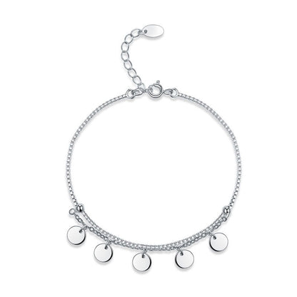 Solid 925 Sterling Silver Bracelet Dangle Circle Fashion Bridesmaid Wedding Gift XFB8021