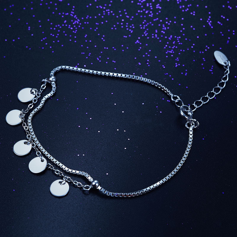Solid 925 Sterling Silver Bracelet Dangle Circle Fashion Bridesmaid Wedding Gift XFB8021