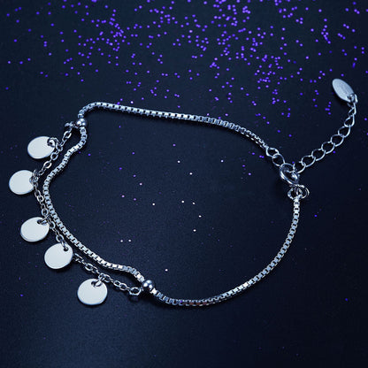 Solid 925 Sterling Silver Bracelet Dangle Circle Fashion Bridesmaid Wedding Gift XFB8021