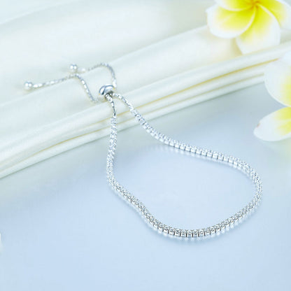 Solid 925 Sterling Silver Bracelet Adjustable Fashion Birthday Bridesmaid Gift XFB8023
