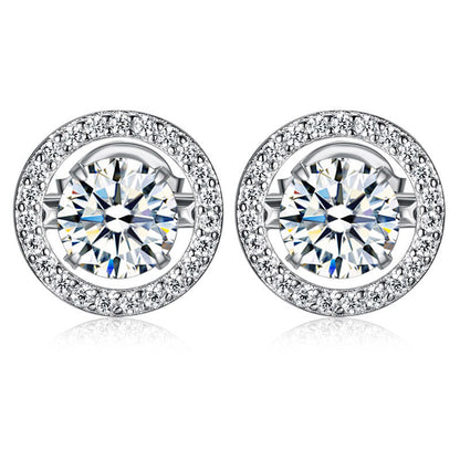 Dancing Stone Stud Earrings 925 Sterling Silver XFE8129