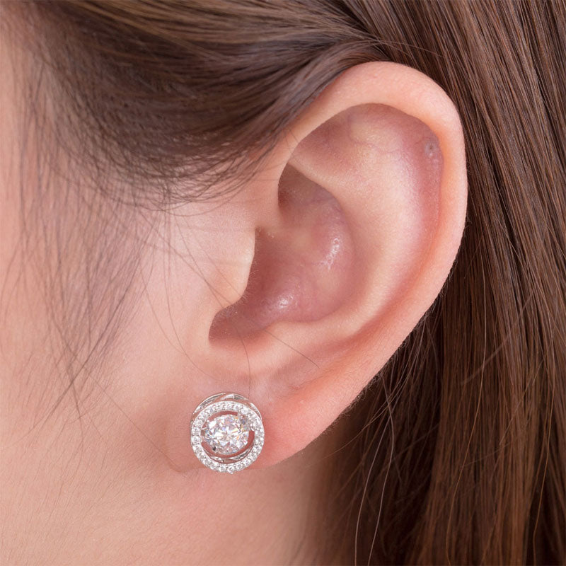 Dancing Stone Stud Earrings 925 Sterling Silver XFE8129