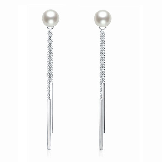 Drop Bridal Wedding 925 Sterling Silver Simulated Pearl Earrings Bridesmaid Jewelry XFE8133